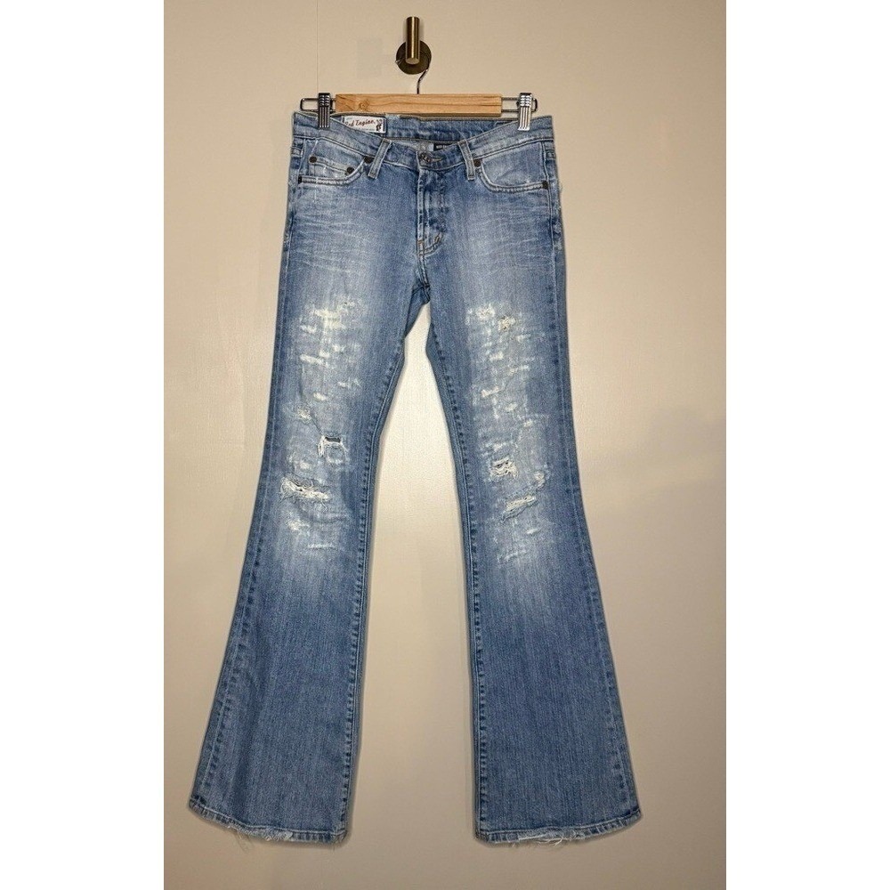 Red Engine Distressed Bootcut Flare Jeans Light Wash Y2K Low Rise Size 27